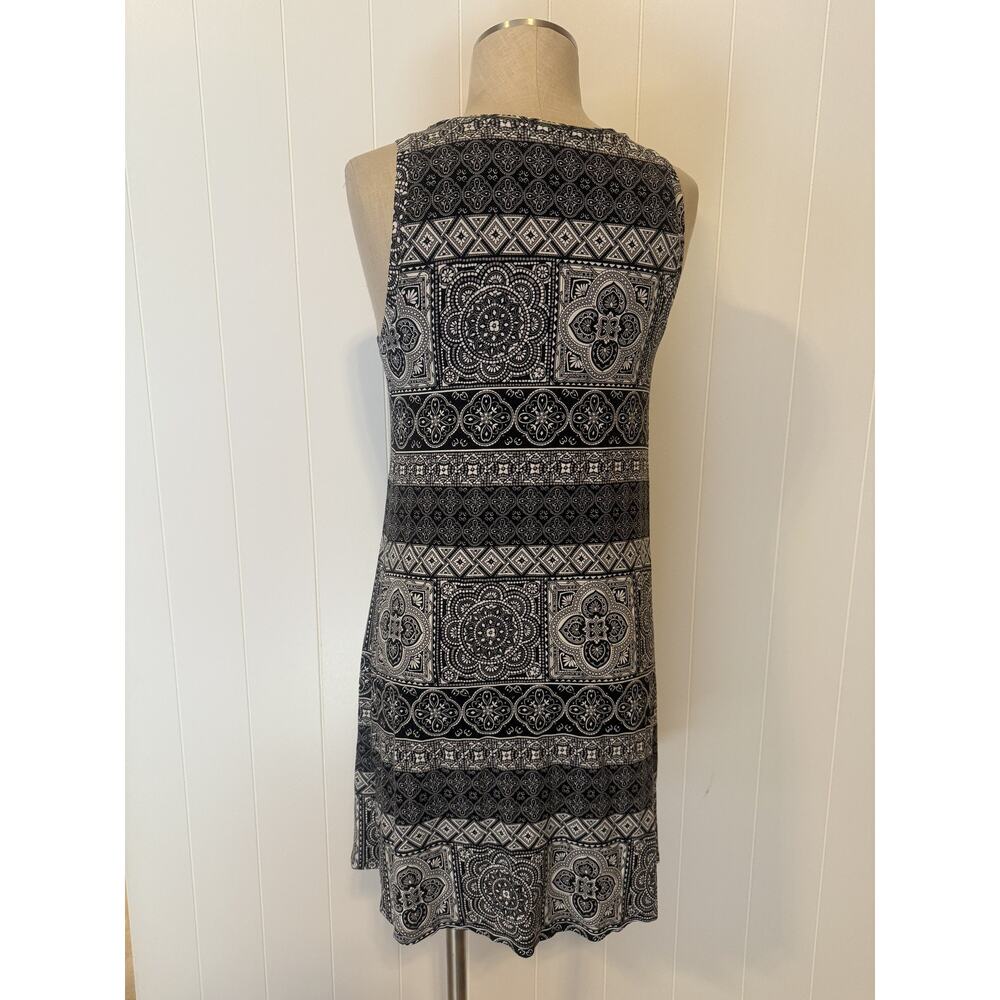 LOFT Outlet Dress Womens Medium Petite Black White Sleeveless Geometric Boho - Picture 6 of 10